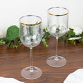 12 - Pack 12oz Clear Plastic Wine Goblets with Gold Rim, Premium Disposable Long Stem Glassware - 9" - Bell Racket Store