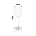 12 - Pack 12oz Clear Plastic Wine Goblets with Gold Rim, Premium Disposable Long Stem Glassware - 9" - Bell Racket Store
