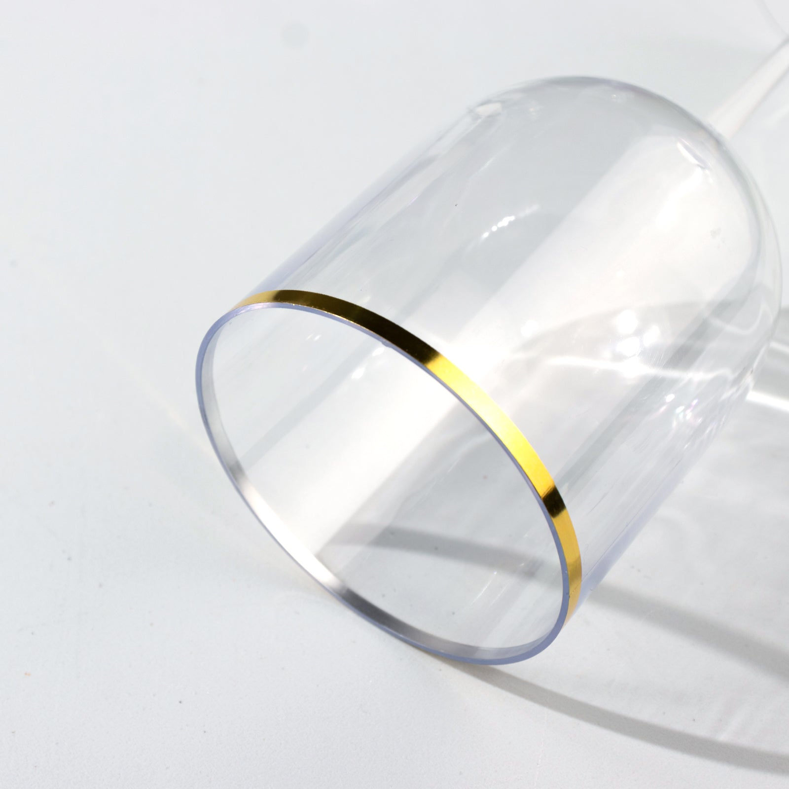 12 - Pack 12oz Clear Plastic Wine Goblets with Gold Rim, Premium Disposable Long Stem Glassware - 9" - Bell Racket Store