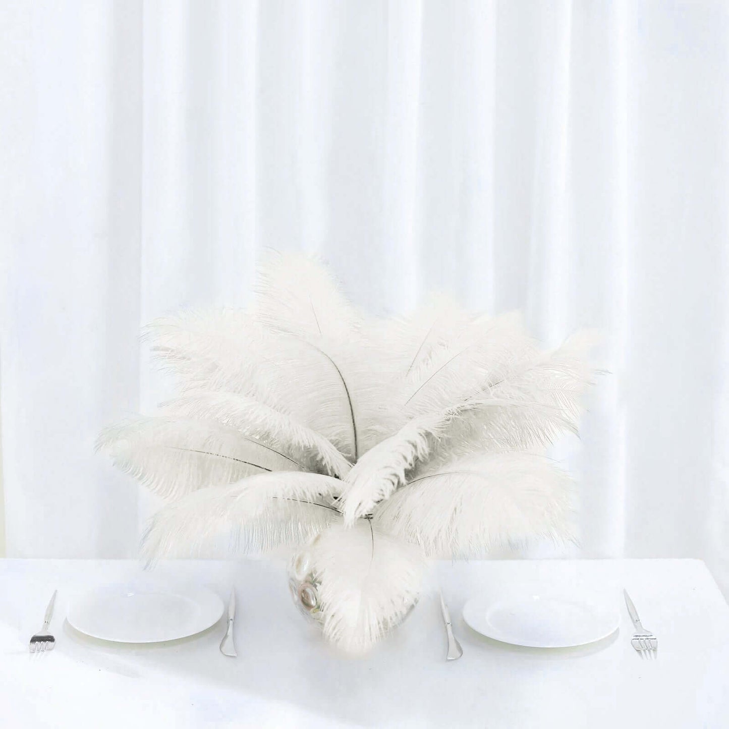 12 Pack 13" - 15" Ivory Natural Plume Real Ostrich Feathers, DIY Centerpiece Fillers - NestOCart