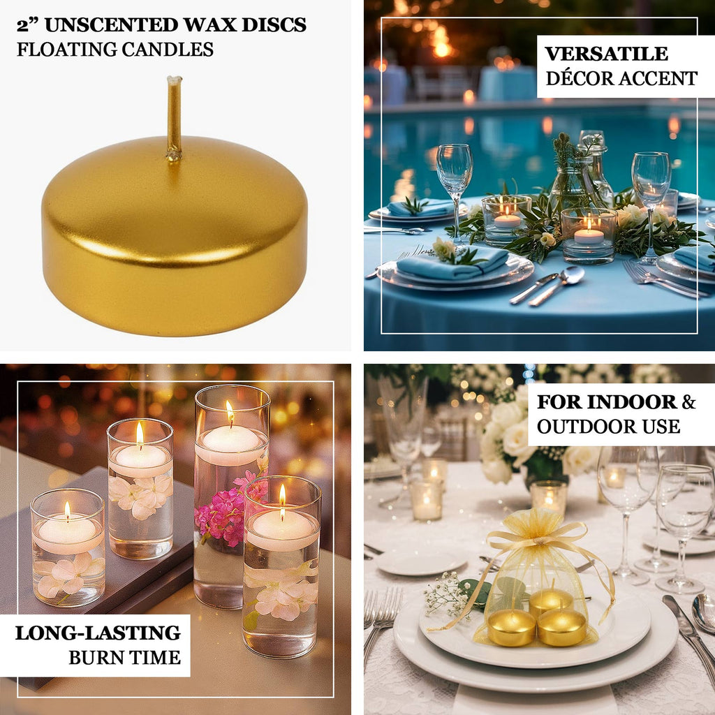 12 Pack 2" White Floating Candles â€“ Unscented Dripless Long - Lasting Disc Wax Candles for Weddings & Table DÃ©cor - Bell Racket Store