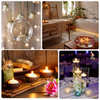 12 Pack 3" Beige Floating Candles, Unscented Dripless Wax Discs for Centerpieces - Bell Racket Store