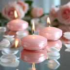 12 Pack 3" Blush Floating Candles, Unscented Dripless Wax Discs for Centerpieces - Bell Racket Store