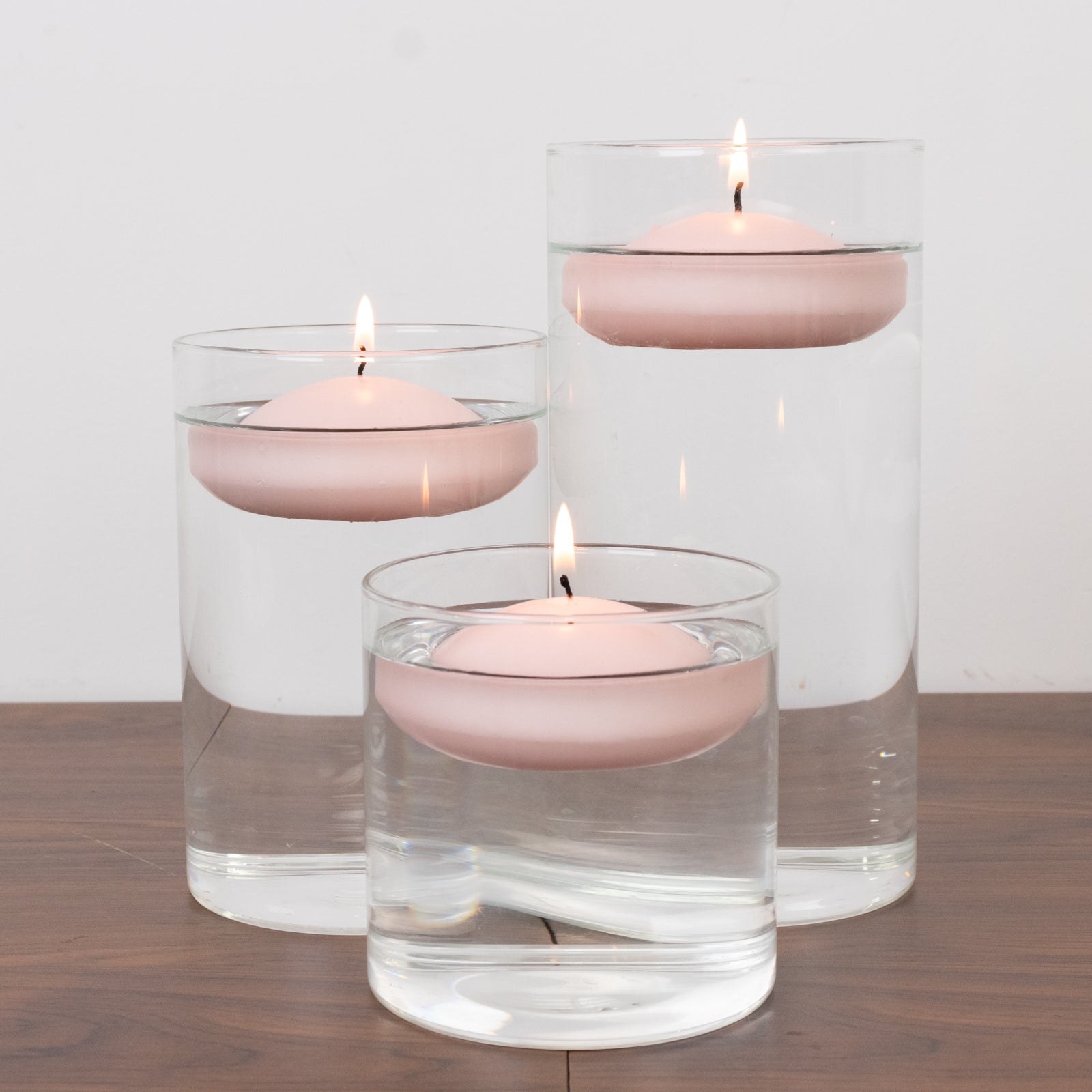 12 Pack 3" Blush Floating Candles, Unscented Dripless Wax Discs for Centerpieces - Bell Racket Store