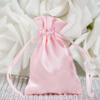 12 Pack 3"x4" Blush Satin Drawstring Wedding Party Favor Bags