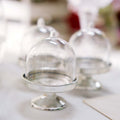 12-Pack Fillable Mini Pedestal Candy Container Clear/Silver - Stylish Candy Treat Favor Containers with Dome Lid 3"