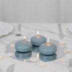 12 Pack 3" Dusty Blue Floating Candles, Unscented Dripless Wax Discs for Centerpieces - Bell Racket Store