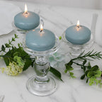 12 Pack 3" Dusty Blue Floating Candles, Unscented Dripless Wax Discs for Centerpieces - Bell Racket Store