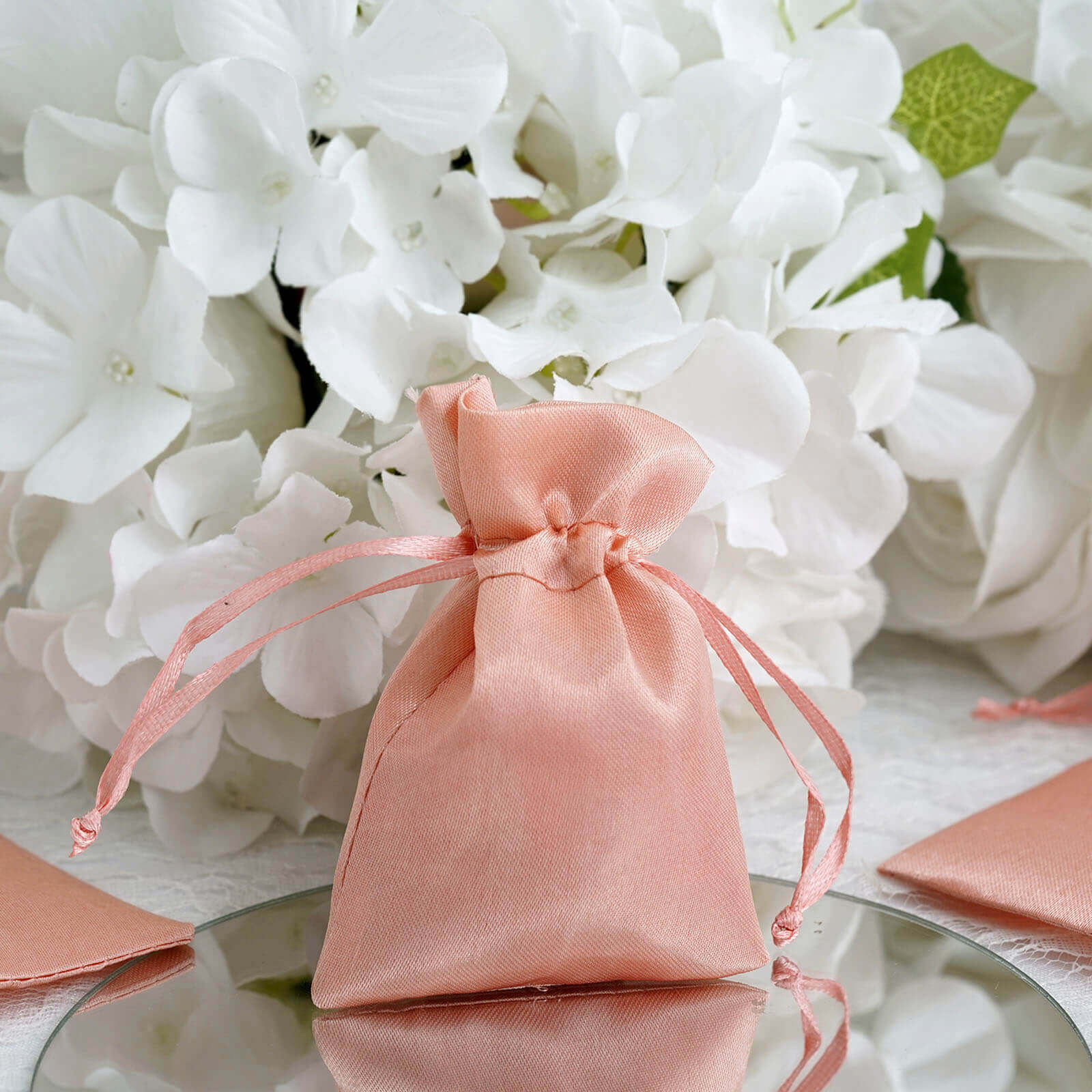 12 Pack 3"x4" Dusty Rose Satin Drawstring Wedding Party Favor Gift Bags