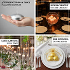 12 Pack 3" Gold Floating Candles, Unscented Dripless Wax Discs for Centerpieces - Bell Racket Store