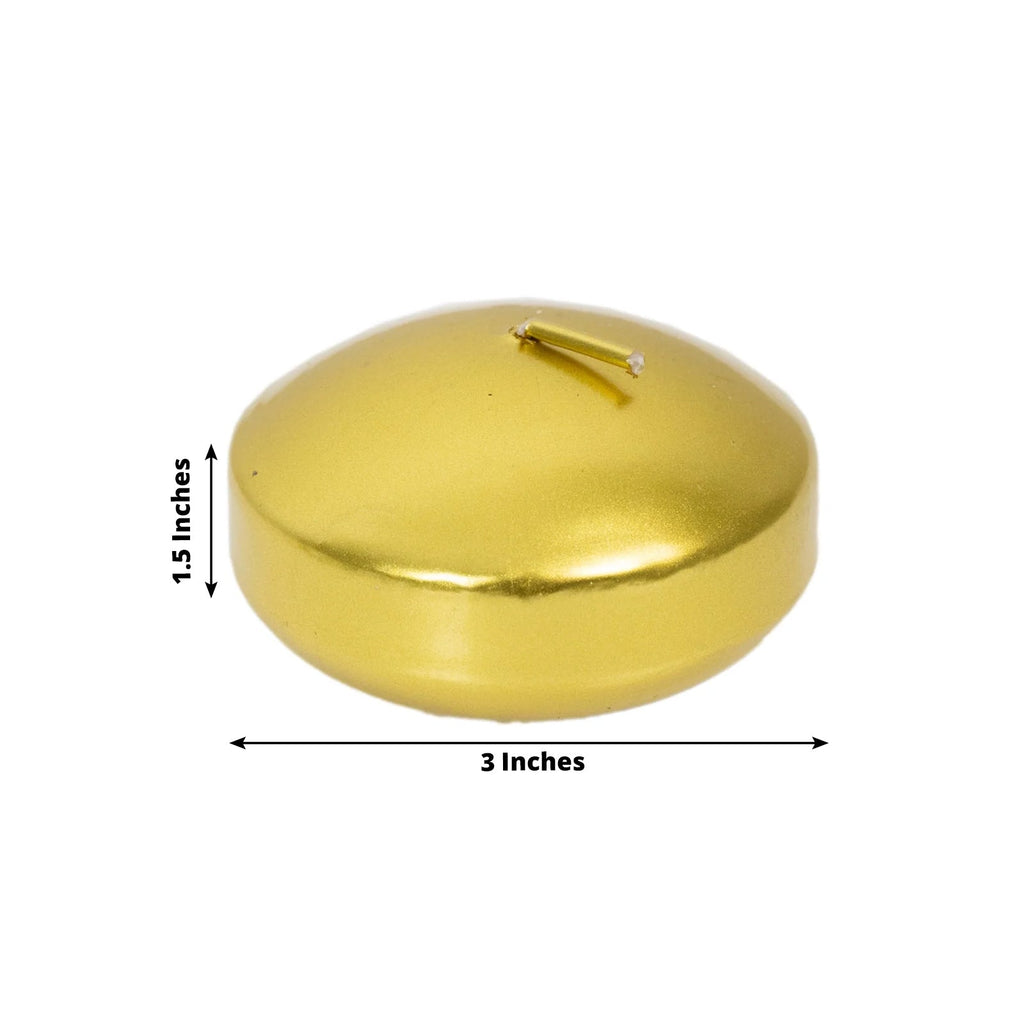 12 Pack 3" Gold Floating Candles, Unscented Dripless Wax Discs for Centerpieces - Bell Racket Store