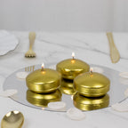 12 Pack 3" Gold Floating Candles, Unscented Dripless Wax Discs for Centerpieces - Bell Racket Store