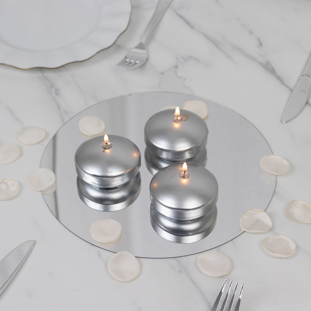 12 Pack 3" Silver Floating Candles, Unscented Dripless Wax Discs for Centerpieces - Bell Racket Store