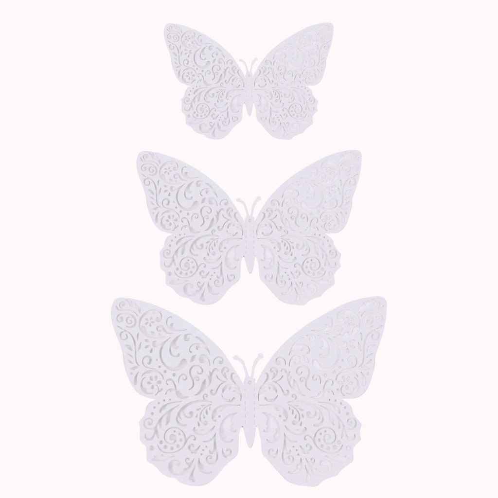 12 - Pack 3D Butterfly Wall Decals, DIY Removable Mural Stickers White Cake Decorations Eye - Catching Design - Bell Racket Store