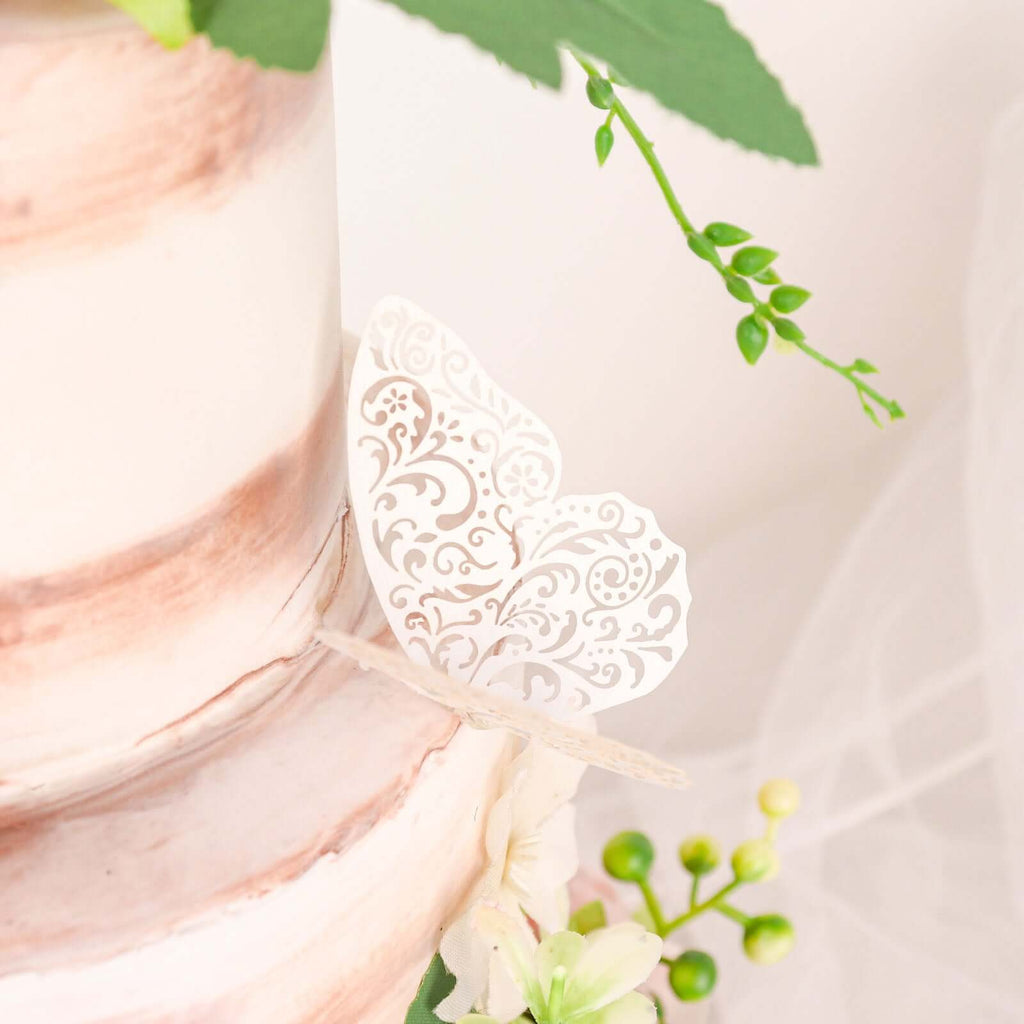 12 - Pack 3D Butterfly Wall Decals, DIY Removable Mural Stickers White Cake Decorations Eye - Catching Design - Bell Racket Store