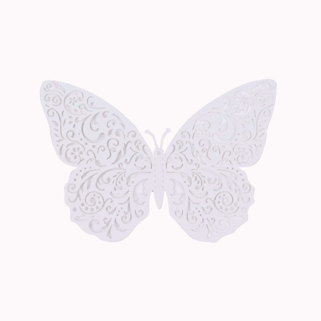 12 - Pack 3D Butterfly Wall Decals, DIY Removable Mural Stickers White Cake Decorations Eye - Catching Design - Bell Racket Store