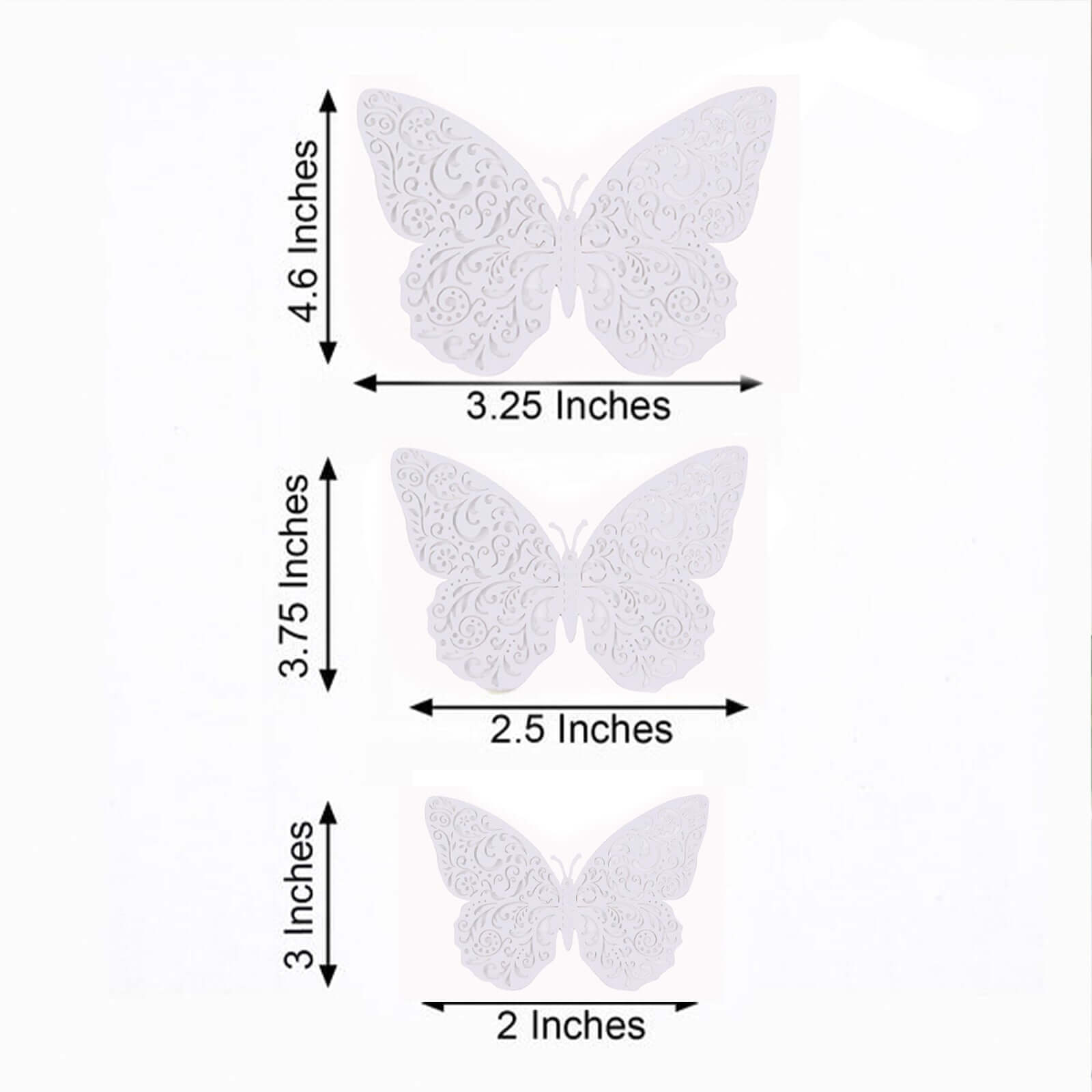 12 - Pack 3D Butterfly Wall Decals, DIY Removable Mural Stickers White Cake Decorations Eye - Catching Design - Bell Racket Store