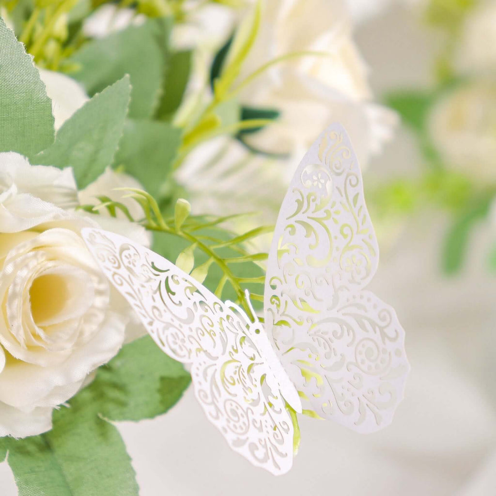 12 - Pack 3D Butterfly Wall Decals, DIY Removable Mural Stickers White Cake Decorations Eye - Catching Design - Bell Racket Store