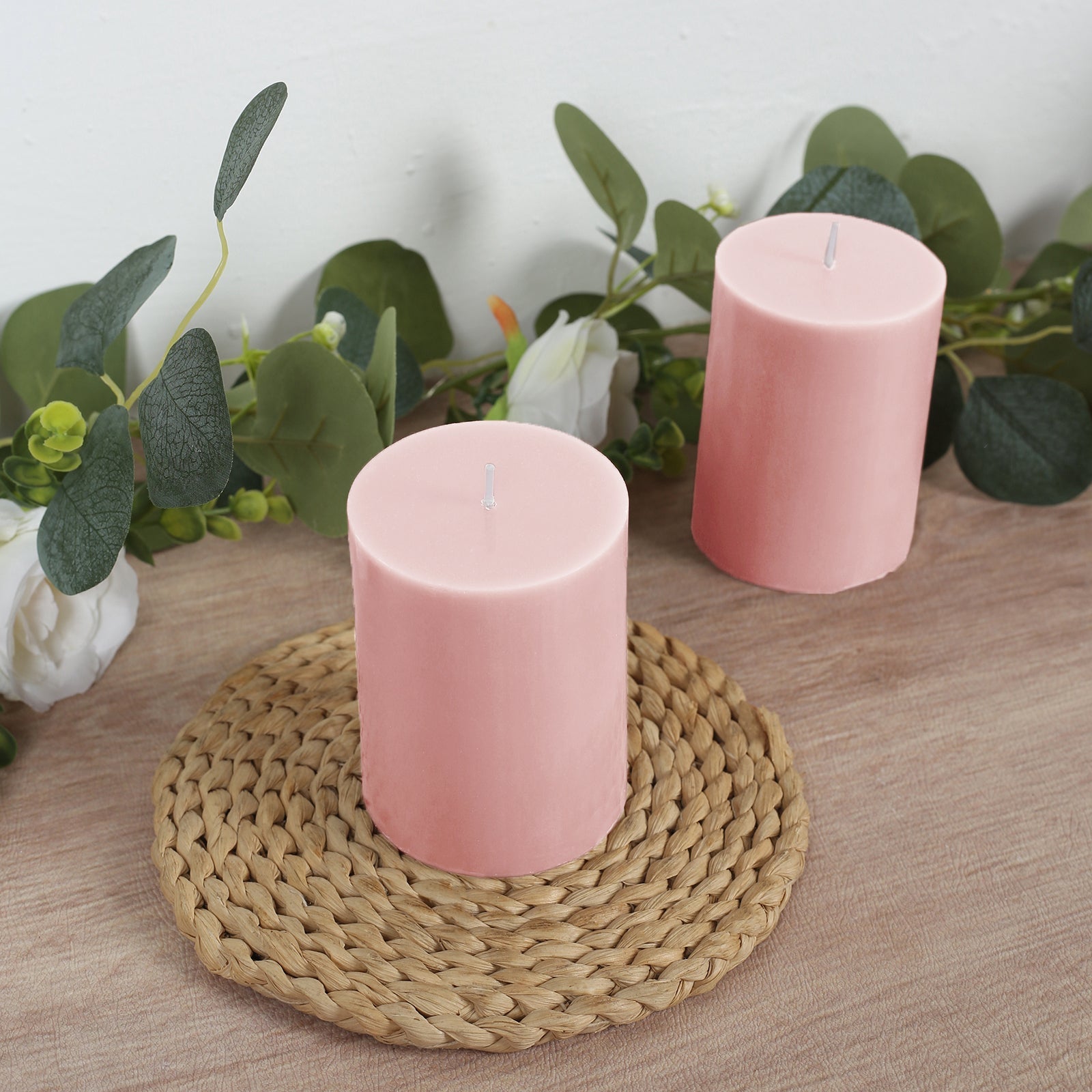 12 - Pack 3"x4" Unscented Dripless Pillar Candles â€“ Blush Long - Burning Wax Candles with Cotton Wicks for Home, Weddings & Event Decor - Bell Racket Store
