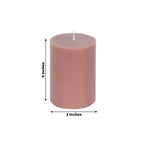 12 - Pack 3"x4" Unscented Dripless Pillar Candles â€“ Dusty Rose Long - Burning Wax Candles with Cotton Wicks for Home, Weddings & Event Decor - Bell Racket Store