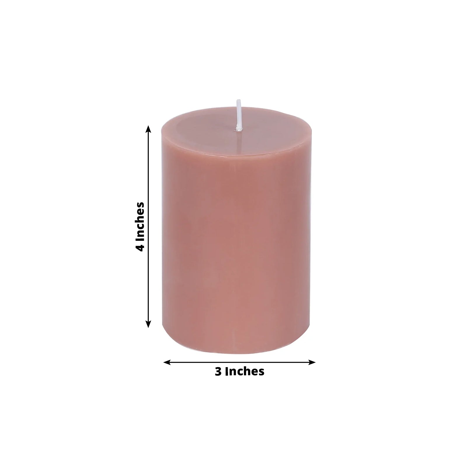 12 - Pack 3"x4" Unscented Dripless Pillar Candles â€“ Dusty Rose Long - Burning Wax Candles with Cotton Wicks for Home, Weddings & Event Decor - Bell Racket Store