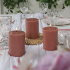 12 - Pack 3"x4" Unscented Dripless Pillar Candles â€“ Dusty Rose Long - Burning Wax Candles with Cotton Wicks for Home, Weddings & Event Decor - Bell Racket Store