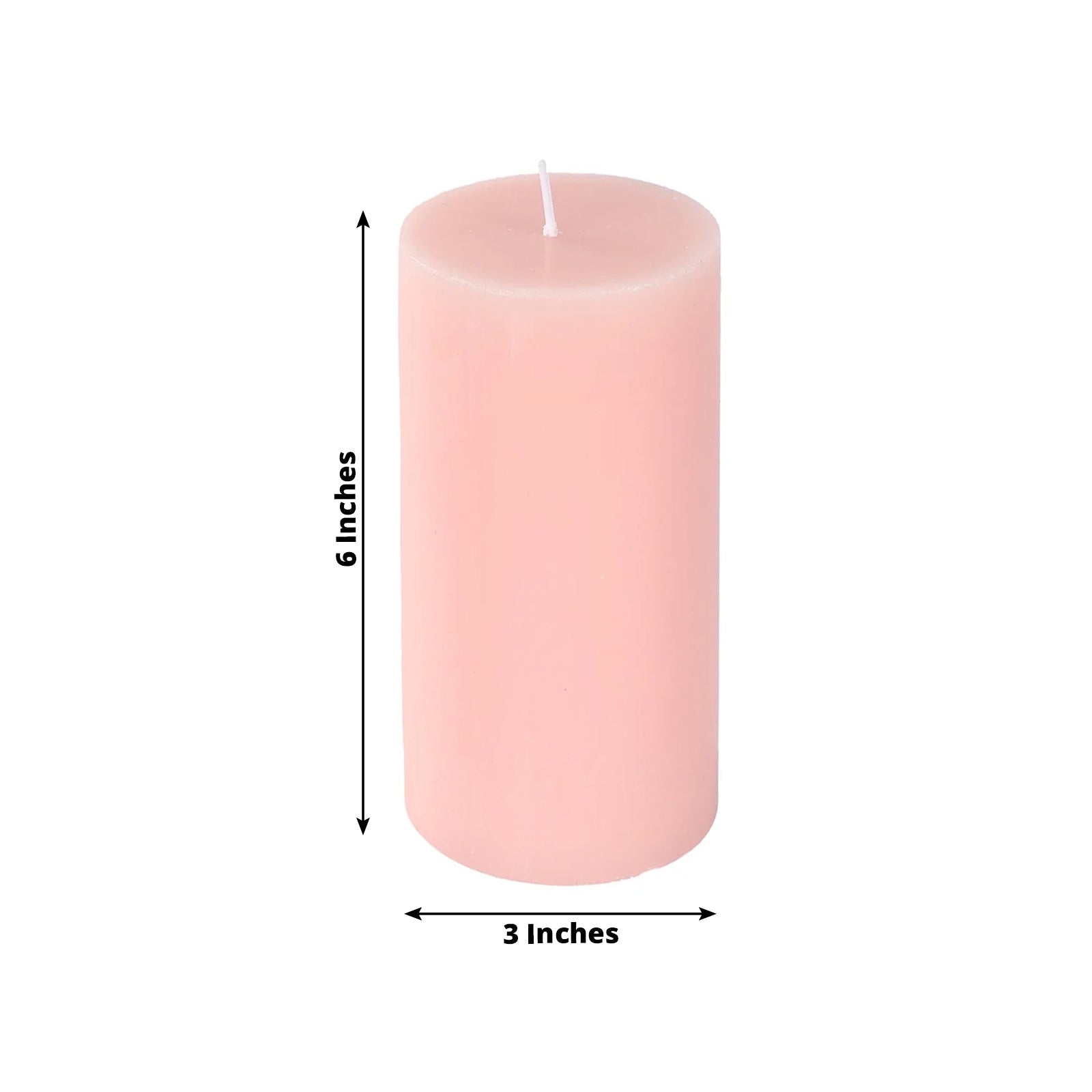 12 - Pack 3"x6" Unscented Dripless Pillar Candles â€“ Blush Long - Burning Paraffin Wax with Cotton Wicks - Bell Racket Store