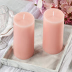 12 - Pack 3"x6" Unscented Dripless Pillar Candles â€“ Blush Long - Burning Paraffin Wax with Cotton Wicks - Bell Racket Store