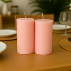 12 - Pack 3"x6" Unscented Dripless Pillar Candles â€“ Blush Long - Burning Paraffin Wax with Cotton Wicks - Bell Racket Store