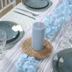 12 - Pack 3"x6" Unscented Dripless Pillar Candles â€“ Dusty Blue Long - Burning Paraffin Wax with Cotton Wicks - Bell Racket Store