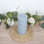 12 - Pack 3"x6" Unscented Dripless Pillar Candles â€“ Dusty Blue Long - Burning Paraffin Wax with Cotton Wicks - Bell Racket Store