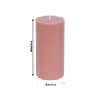 12 - Pack 3"x6" Unscented Dripless Pillar Candles â€“ Dusty Rose Long - Burning Paraffin Wax with Cotton Wicks - Bell Racket Store