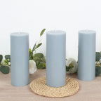 12 - Pack 3"x8" Unscented Dripless Pillar Candles â€“ Dusty Blue Long - Burning Wax Candles with Cotton Wicks for Home, Weddings & Event Decor - Bell Racket Store