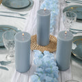 12 - Pack 3"x8" Unscented Dripless Pillar Candles â€“ Dusty Blue Long - Burning Wax Candles with Cotton Wicks for Home, Weddings & Event Decor - Bell Racket Store