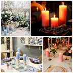 12 - Pack 3"x8" Unscented Dripless Pillar Candles â€“ Dusty Blue Long - Burning Wax Candles with Cotton Wicks for Home, Weddings & Event Decor - Bell Racket Store