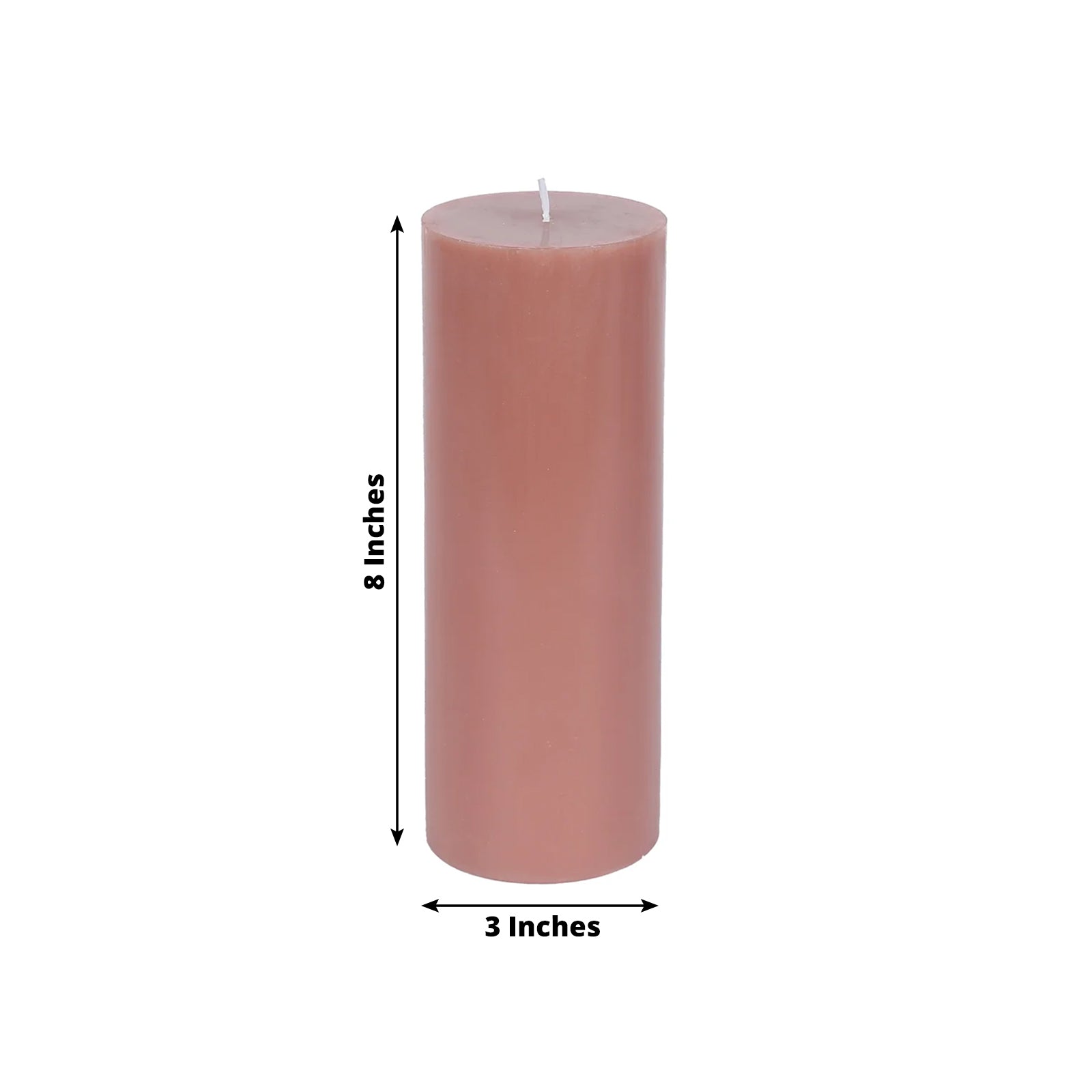 12 - Pack 3"x8" Unscented Dripless Pillar Candles â€“ Dusty Rose Long - Burning Wax Candles with Cotton Wicks for Home, Weddings & Event Decor - Bell Racket Store