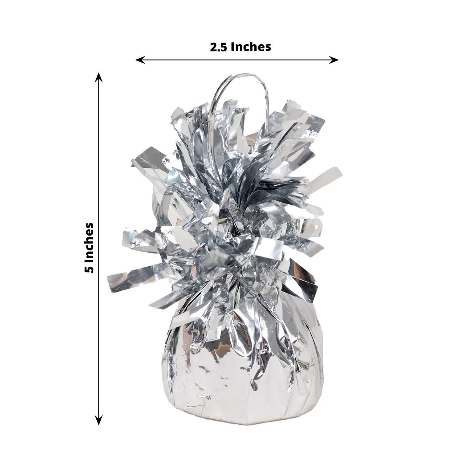12 Pack 5" Metallic Silver Foil Tassel Top Party Balloon Weights, 5.5oz - Bell Racket Store