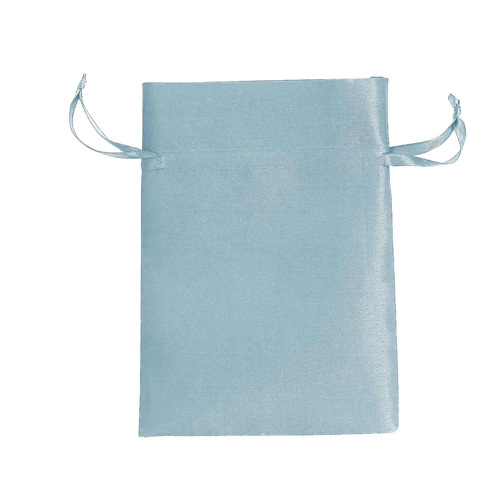 12 Pack 5"x7" Dusty Blue Satin Drawstring Wedding Party Favor Gift Bags - Bell Racket Store
