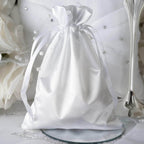 12 Pack 5"x7" White Satin Drawstring Wedding Party Favor Gift Bags