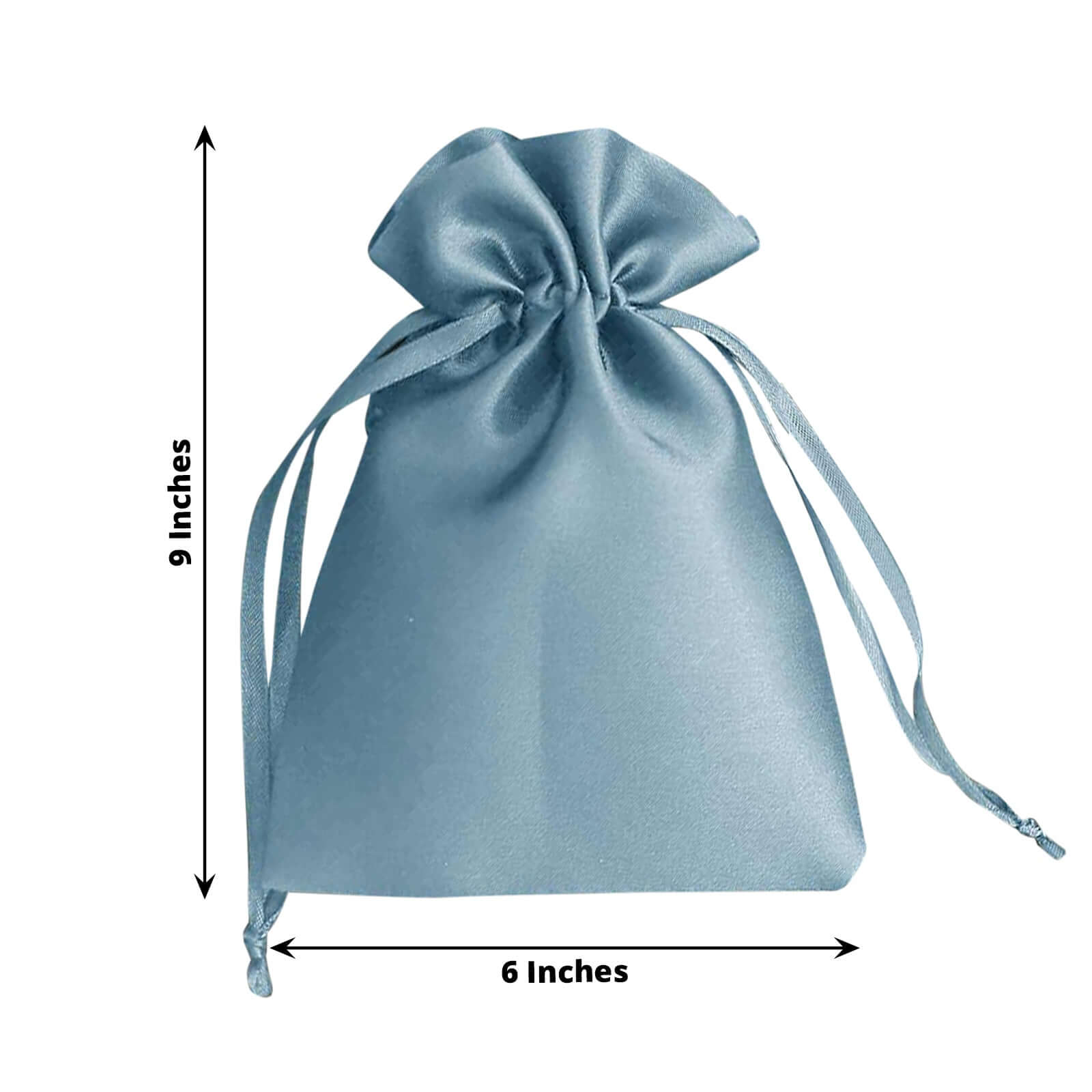 12 Pack 6"x9" Dusty Blue Satin Wedding Party Favor Bags, Drawstring Pouch Gift Bags - Bell Racket Store