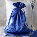 12 Pack 6"x9" Royal Blue Satin Wedding Party Favor Bags, Drawstring Pouch Gift Bags