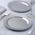 12-Pack Plastic Dessert Plates Glossy Silver with Metallic Finish - Lightweight Disposable Appetizer Plates 8"