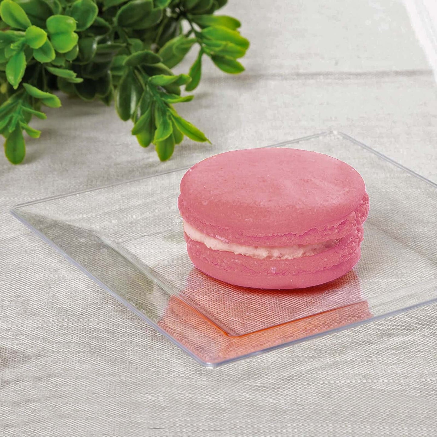 12 - Pack Appetizer Plates Mini Square Design Clear - Plastic Disposable Plates for Desserts 4" - NestOCart