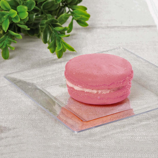 12 - Pack Appetizer Plates Mini Square Design Clear - Plastic Disposable Plates for Desserts 4" - NestOCart