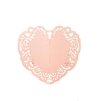 12 Pack Blush Shimmery Laser Cut Heart Paper Napkin Holders with Lace Pattern, Disposable Napkin Rings Bands - Bell Racket Store