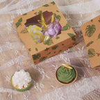 12-Pack Cardstock Cookie Boxes with Display Window - Tropical Leaf Design Disposable Treat Bakery Boxes for Donuts Cupcakes Strawberries & Pastries 6"x6"x3"