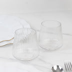 12 - Pack Clear Plastic Stemless Wine Glasses â€“ 12oz Ribbed Design, Reusable Shatterproof Cocktail Tumblers - Bell Racket Store