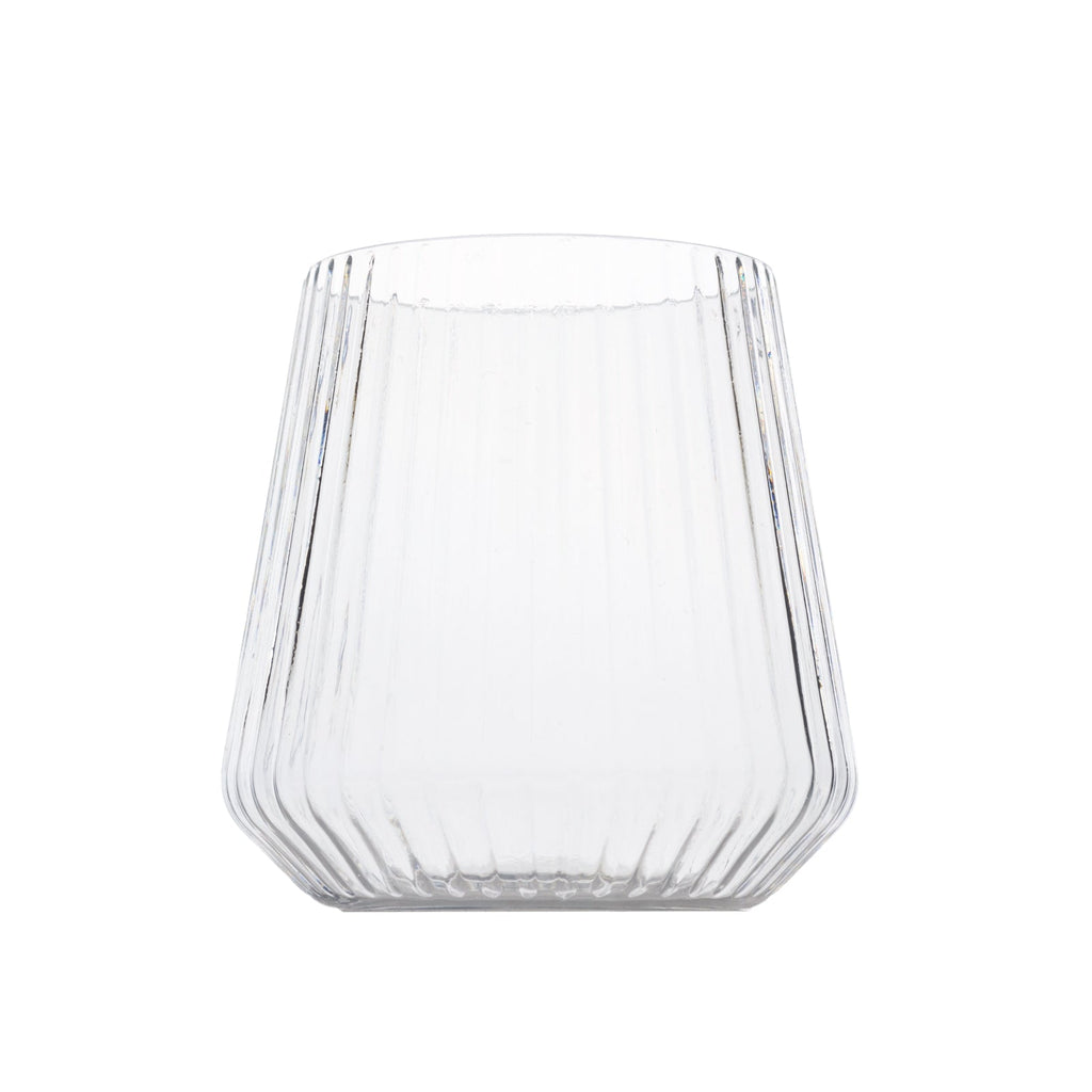 12 - Pack Clear Plastic Stemless Wine Glasses â€“ 12oz Ribbed Design, Reusable Shatterproof Cocktail Tumblers - Bell Racket Store