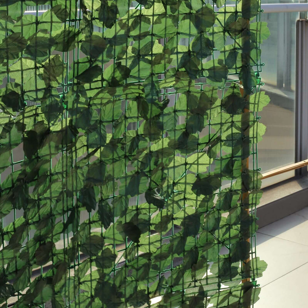 12 Pack Dark Green Artificial Ivy Hedge Privacy Screen Fence Wall Panel, Faux Leaf Greenery Backdrop Garden Decor - 32 Sq. ft. - Bell Racket Store