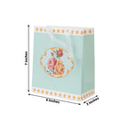 12 - Pack Favor Bags Vintage Rose Floral Tea Party, Turquoise Paper Goodie Gift Bags with Ribbon Handles, 6"x7"x3" - Bell Racket Store